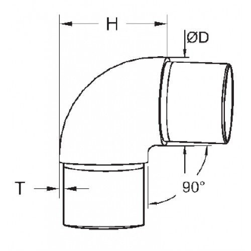 90 degree bend-Long Radius Style-42.4mm o/d x 2mm wall Push Fit Grade 316 Satin polished 